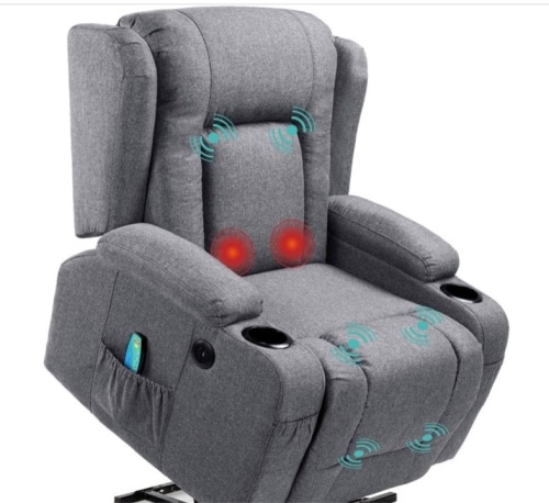 Electric Power Lift Recliner Massage Chair w/ Heat, USB Port, Cupholders - Lot 299