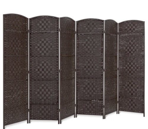 6ft Tall Room Divider, 6-Panel Diamond Weave Folding Privacy Screen - Lot 418
