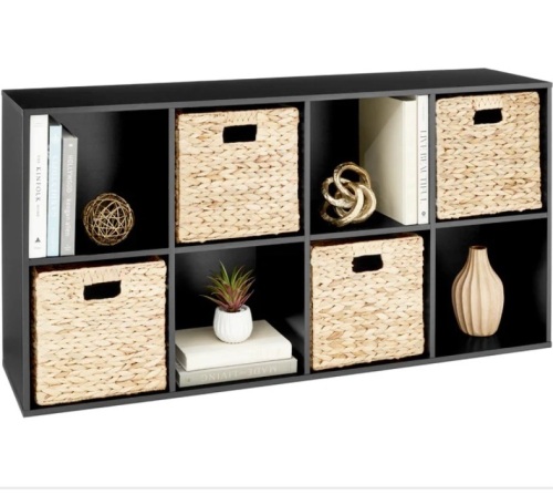 8-Cube Bookshelf, 11in Storage Display w/ Removable Panels, Customizable - Lot 422