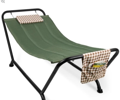 Outdoor Patio Hammock for Backyard, Garden w/ Stand, Pillow, Storage Pockets - Lot 423
