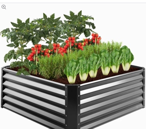 Outdoor Metal Raised Garden Bed for Vegetables, Flowers, Herbs - 4x4x1.5ft - Lot 428