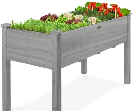 Raised Garden Bed, Elevated Wooden Planter Box w/ Foot Caps - 48x24x30in - Lot 431