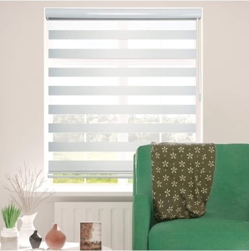 ShadesU Custom Size Zebra Blinds Zebra Blind for Window Privacy Light Filtering Shades (Non Cordless) (Maxium Height 72inch) (White Color)(Width 34 inch) - Lot 382