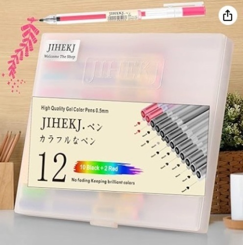 Lot of 10 packs Pens Gel Black Pens Gel Ink Pen Ballpoint Pens-10 black 2 red - Lot 479