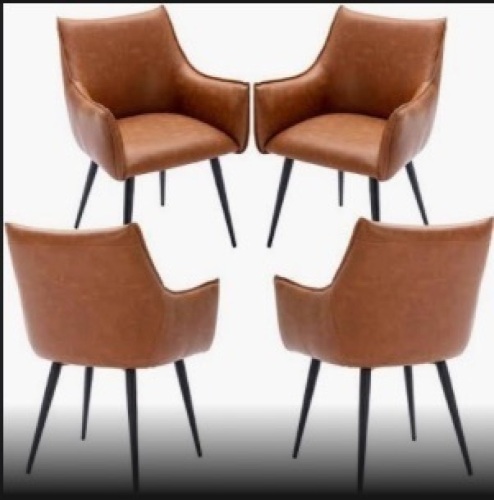 ZSARTS Brown Leather Dining Chairs Set of 4  - Lot 91