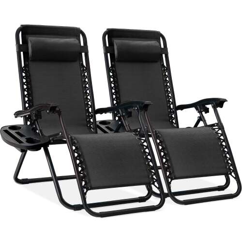 Set of 2 Adjustable Zero Gravity Patio Chair Recliners w/ Cup Holders - Lot 3206