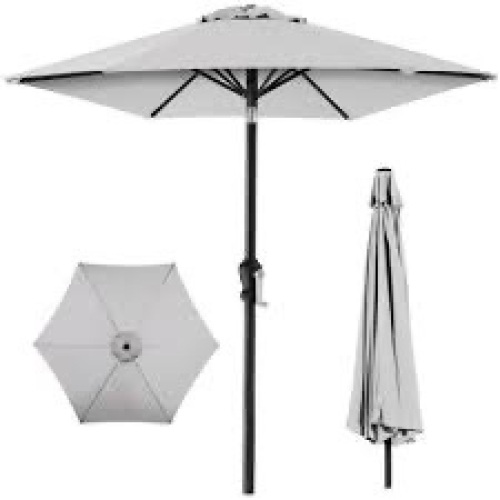 10 ft. Market Tilt Patio Umbrella in Fog Gray - Lot 3911
