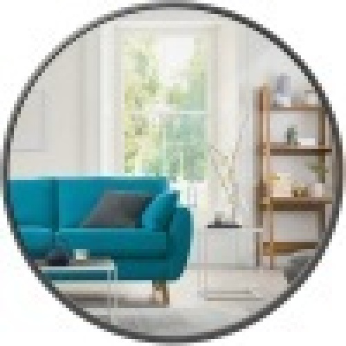 Framed Round Bathroom Vanity Wall Mirror w/ Anti-Blast Film - 36in - Lot 4042