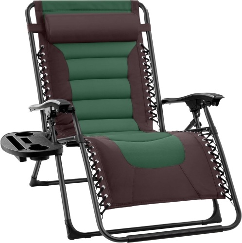 Oversized Padded Zero Gravity Chair, Folding Recliner w/ Headrest, Side Tray - Lot 4073