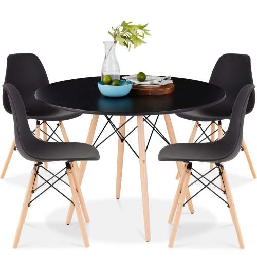 5-Piece Mid-Century Modern Dining Set w/ 4 Chairs, Wooden Legs, Metal Frame - Lot 4152