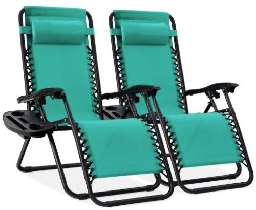 Metal Zero Gravity Reclining Lawn Chair with Cup Holders (2-Pack) - Lot 4159