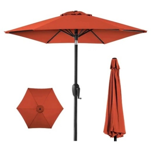 Heavy-Duty Outdoor Market Patio Umbrella with Push Button Tilt, Easy Crank Lift - Lot 4086