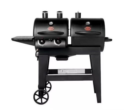 Char-Griller Dual Threat 2-Burner Gas and Charcoal Grill in Black  - Lot 17