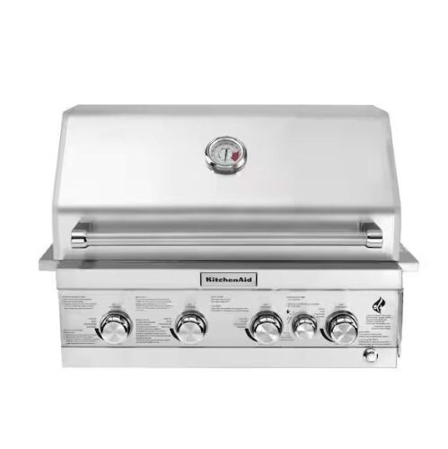 KitchenAid 4-Burner Built-in Propane Gas Island Grill Head in Stainless Steel with Rotisserie Burner  - Lot 24