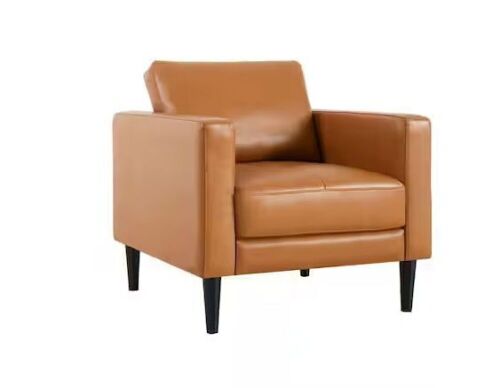Tan Top Grain Genuine Mid-Century Leather Accent Chair - Lot 37