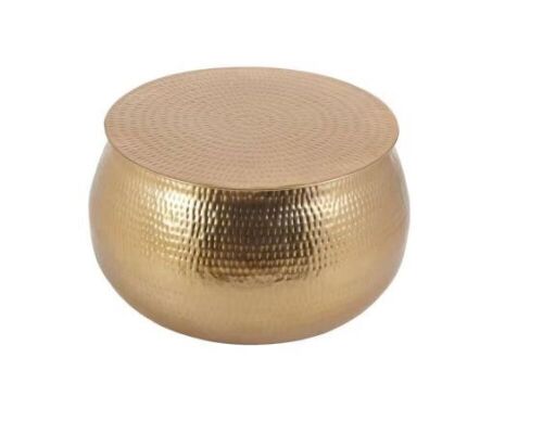 Calluna 30 in. Gold Round Metal Coffee Table with Lift Top Storage  - Lot 67