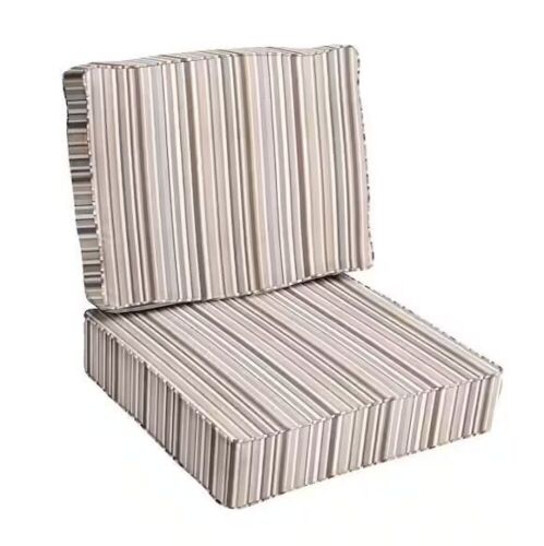 Sorra Home 27 x 23 x 22 Deep Seating Indoor/Outdoor Cushion Chair Set in Sunbrella Highlight Linen  - Lot 123