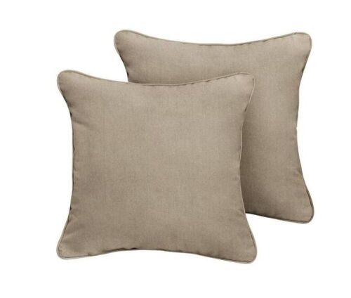 Sorra Home Sunbrella Canvas Taupe Outdoor Corded Throw Pillows, 2 Pack  - Lot 143