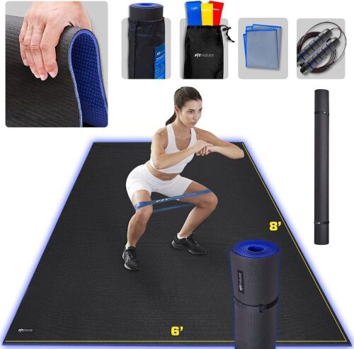FITPULSE Large Exercise Mat 8 x 6 ft 7mm Thick - Lot 146