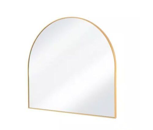 32 in. W x 34 in. H Arched Gold Modern Aluminum Alloy Framed Wall Mirror  - Lot 166