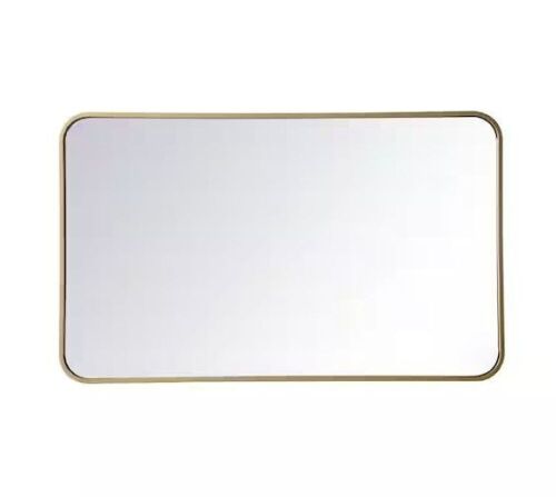 Timeless Home 36 in. H x 22 in. W Brass Modern Soft Corner Rectangular Wall Mirror  - Lot 242