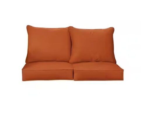 Sorraa Home 22.5 in. x 22.5 in. Sunbrella Canvas Rust Deep Seating Indoor/Outdoor Loveseat Cushion  - Lot 314