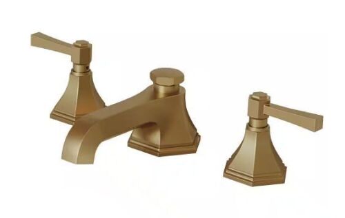 BWE 8 in. Widespread Double Handle 3 Hole Bathroom Faucet In Brushed Gold  - Lot 526