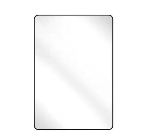 24 in. W x 36 in. H Rectangular Aluminum Alloy Framed Rounded Black Wall Mirror  - Lot 579