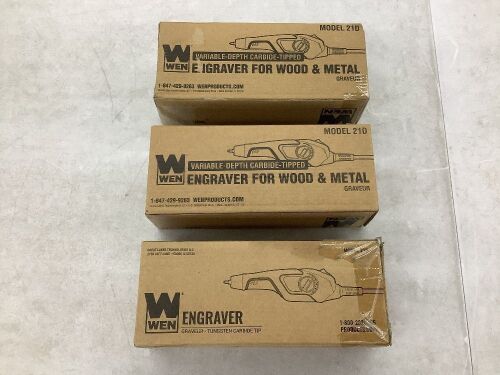 Lot of (3) WEN 21D Variable-Depth Carbide-Tipped Engraver for Wood and Metal - Lot 655