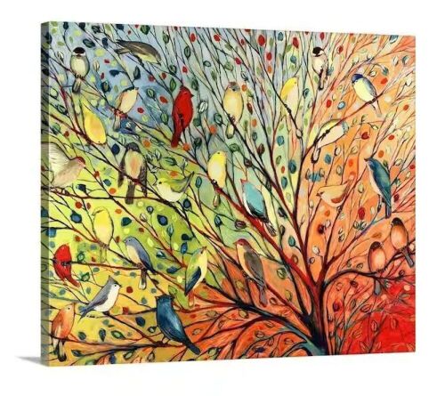 "Twenty Seven Birds" by Jennifer Lommers Canvas Wall Art  - Lot 682