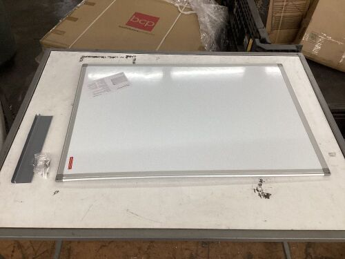 Mind Reader 0.5 in. L x 23.5 in. W x 35.5 in. H Wall Mount Dry Erase Magnetic White Board with Eraser Maker Shelf, White  - Lot 702