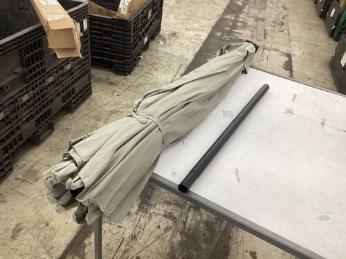11' LED Patio Umbrella, Light Gray  - Lot 707