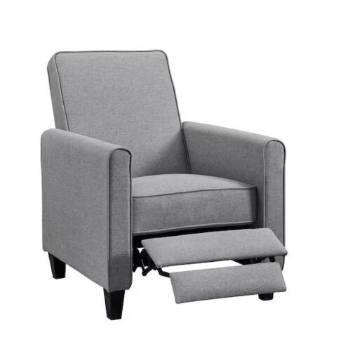 Breathable Linen Push Back Recliner with Adjustable Footrest - Lot 92