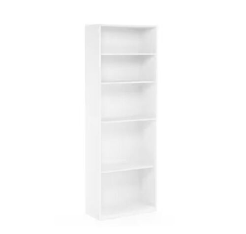 Furinno 71.2 in. White Wood 5-shelf Standard Bookcase with Adjustable Shelves - Lot 129