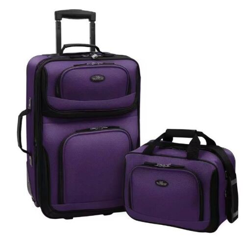 U.S. Traveler Rio 2-Piece Expandable Carry-On Luggage Set, Purple - Lot 744