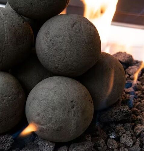 5 in. Ceramic Fire Balls in Pewter Gray Speckled, Set of 8  - Lot 294