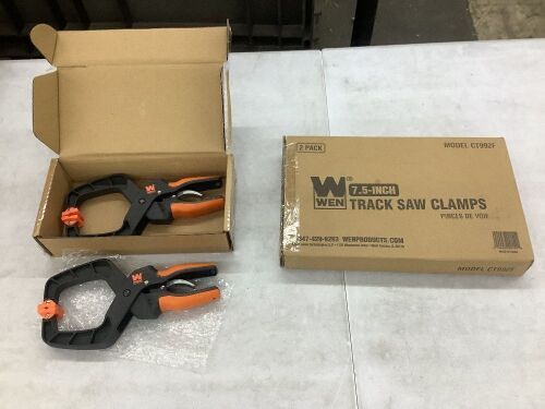 WEN CT992F 7.5-Inch Quick Release Track Saw Clamps, Two Pack & CLH435 Quick-Release Ratcheting Hand Clamps with 4-Inch Jaw Opening and 3-Inch Throat, 2 Pack - Lot 448