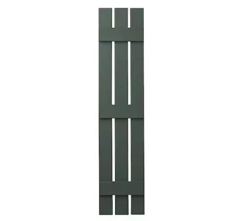 Ply Gem 12 in. x 59 in. Polypropylene 3-Board Open Board and Batten Shutters Pair in Green  - Lot 556