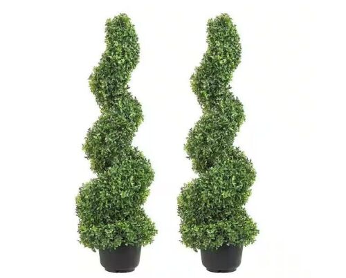 Artificial Topiaries Boxwood Trees 48 in, Set of 2  - Lot 596