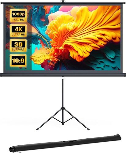 HYZ 100 inch Projector Screen and Stand 4K HD 16:9  - Lot 447