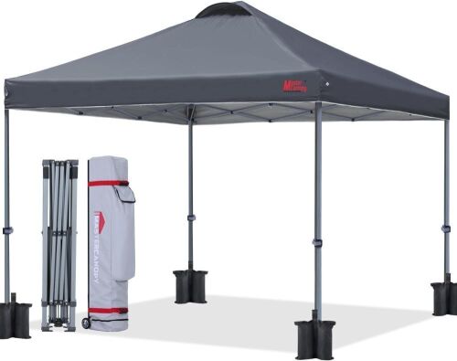 MASTERCANOPY Durable Pop-up Canopy Tent with Roller Bag, 12x12, Dark Grey - Lot 604