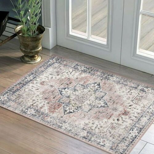 Pure Cozy 2'x3' Washable Entryway Rug Vintage Distressed Traditional Non-Slip - Lot 753
