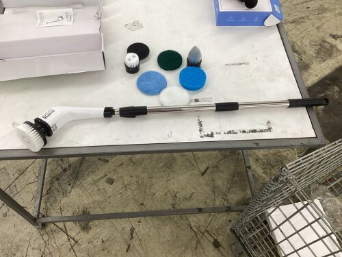 Electric Spin Scrubber Cleaning Brush with 7 Replacement Brush Heads and Extension Handle - Missing Charging Cable  - Lot 442