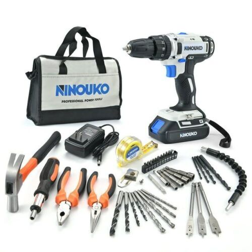 Ninouko 20-Volt Cordless Electric 1/2-inch Drill and Impact Driver Combo Kit 2Ah Lithium-Ion Battery - Lot 530