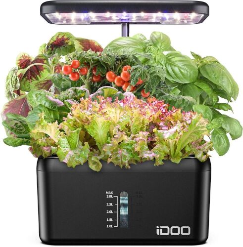 iDOO Hydroponics Growing System Kit with LED Grow Light, 8Pods, Up to 15", Auto-Pump, Auto-Timer  - Lot 340