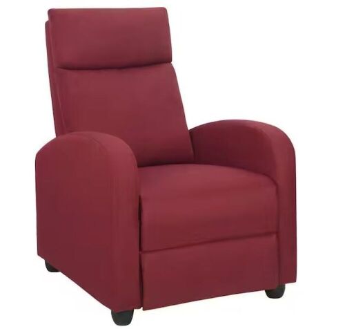 Red Thick Padded Push Back Fabric Recliner - Lot 191