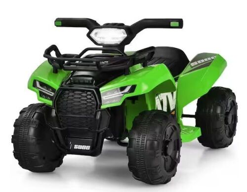 12-Volt Kids ATV Quad Electric Ride On Car with LED Light and MP3 Green  - Lot 76