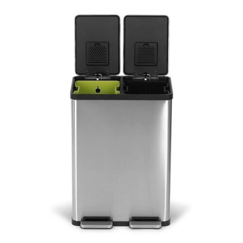 Simpli-Magic 16 Gal Dual Compartment Stainless Steel Trash Can - Small Dents - Lot 68