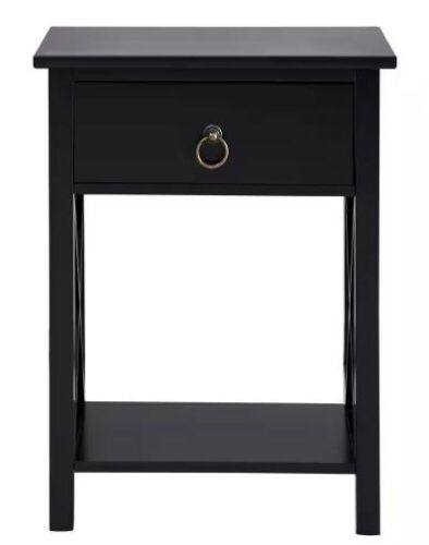 1-Drawer Wooden End Table with Storage Shelf   - Lot 374