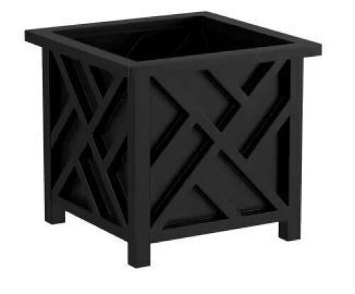 Pure Garden 14.75 in. x 14.75 in. Lattice Design Black Plastic Planter Box  - Lot 404